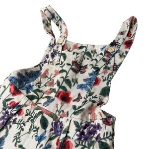 Unbranded Floral Corduroy Overalls Women Size Small Cream Butterfly Romper